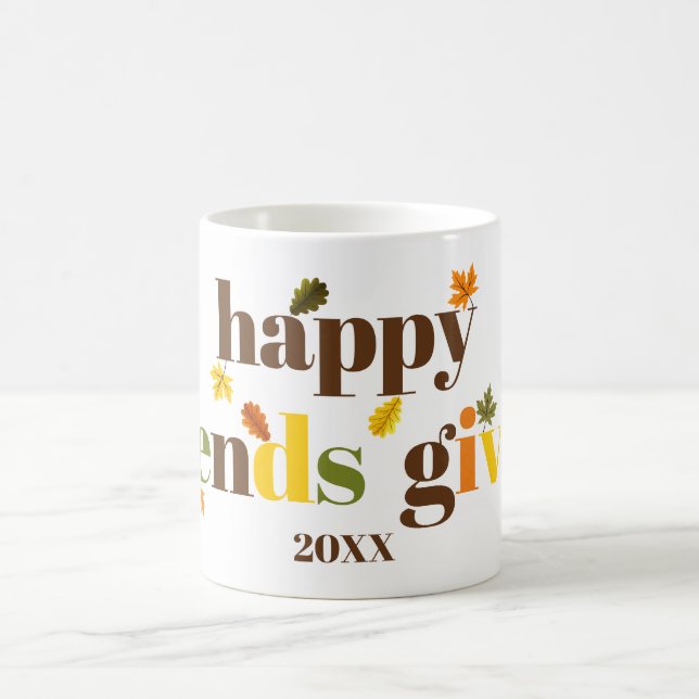 Colourful typography Happy Friendsgiving 2019 fall Coffee Mug (Center)