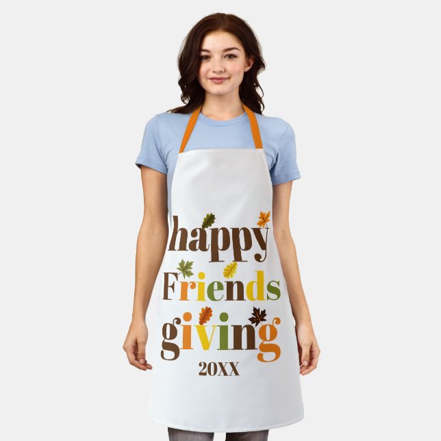 Colourful typography Happy Friendsgiving fall Apron (Worn)