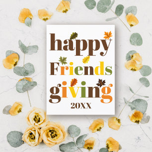 Colourful typography Happy Friendsgiving fall Postcard