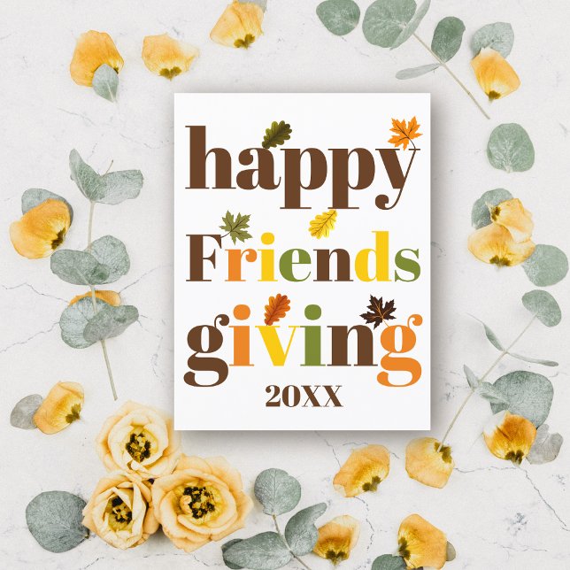 Colourful typography Happy Friendsgiving fall Postcard (Creator Uploaded)