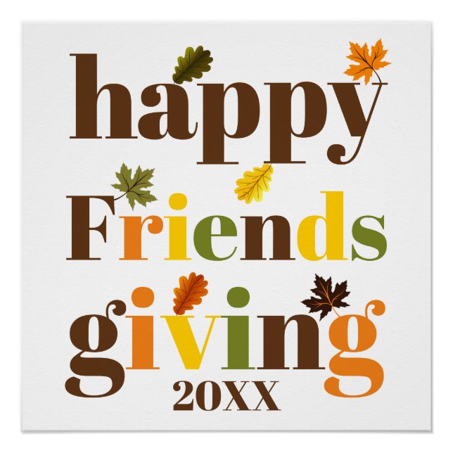 Colourful typography Happy Friendsgiving fall Poster (Front)