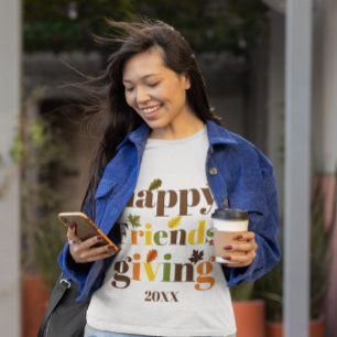 Colourful typography Happy Friendsgiving fall T-Shirt