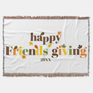 Colourful typography Happy Friendsgiving fall Throw Blanket