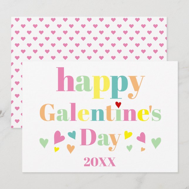 Colourful typography Happy Galentines Day Holiday Card (Front/Back)