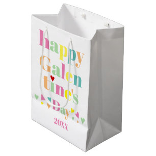 Colourful typography Happy Galentines Day Medium Gift Bag