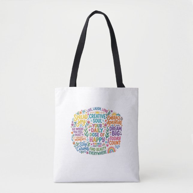 Colourful Typography Inspirational Quotes Tote Bag (Front)
