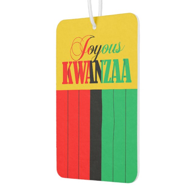 Colourful Typography Joyous Kwanzaa Car Air Freshener (Left)