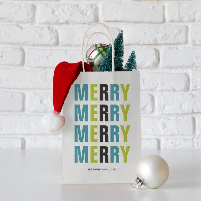 Colourful Typography "Merry" Christmas  Small Gift Bag (Creator Uploaded)