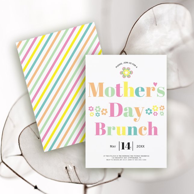 Colourful typography Mothers Day brunch Invitation (Creator Uploaded)