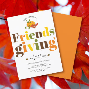 Colourful typography pumkin Friendsgiving Invitation