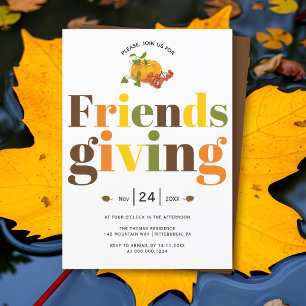 Colourful typography pumkin Friendsgiving Invitation