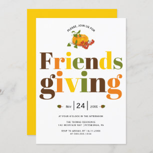 Colourful typography pumkin Friendsgiving Invitation