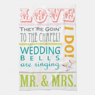 Colourful Typography Wedding Dish Towels