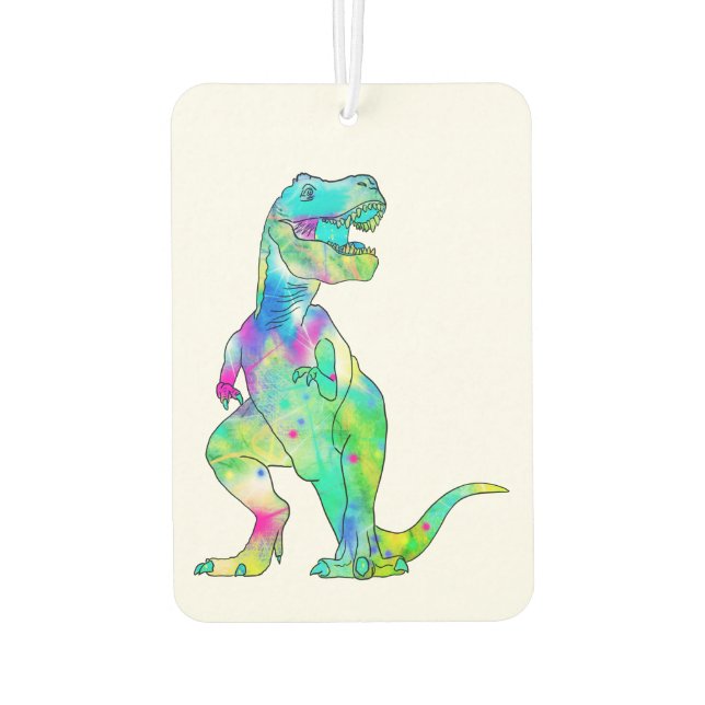 Colourful Tyrannosaurus Rex Psychedelic Dinosaur Car Air Freshener (Back)