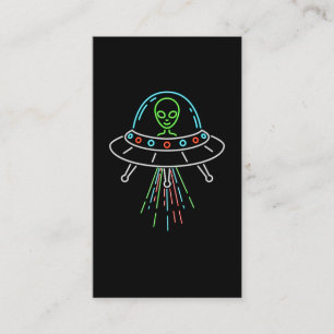 Colourful UFO Cute Alien Abduction Business Card