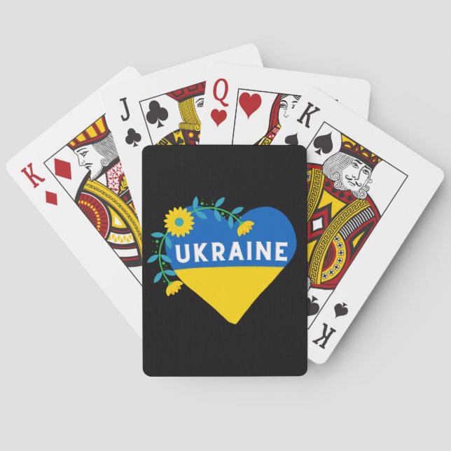 Colourful Ukraine Flag Flower Heart  Playing Cards (Back)