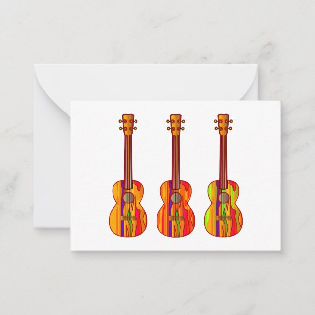 colourful ukulele orange-red Flat Note Card (Front)