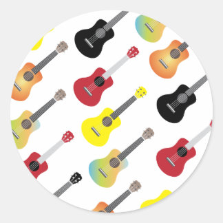 Colourful Ukulele Patterns Music Classic Round Sticker