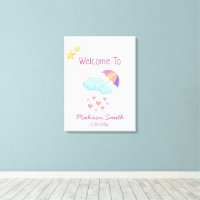 Colourful Umbrella Birthday Card with Cute Clouds