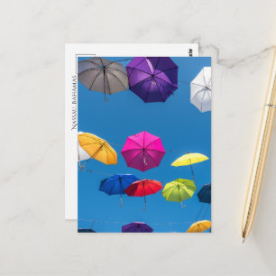Colourful Umbrella Street Ceiling Postcard