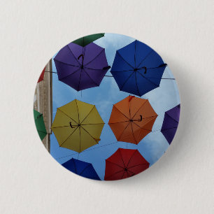 Colourful umbrellas 6 cm round badge