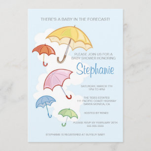 Colourful Umbrellas Baby Shower Invitation