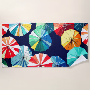 Colourful Umbrellas Beach Towel