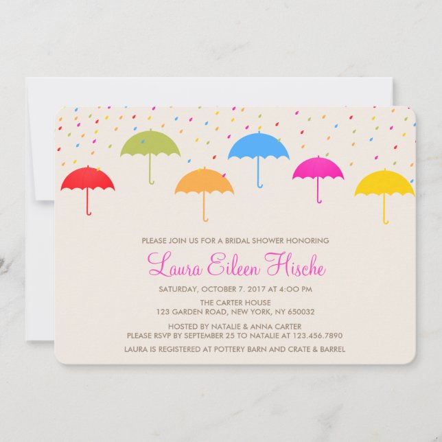 Colourful Umbrellas Bridal Shower Invitation (Front)