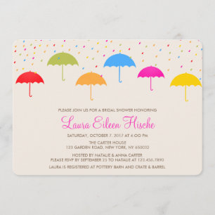 Colourful Umbrellas Bridal Shower Invitation