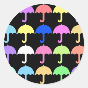 Colourful Umbrellas Classic Round Sticker