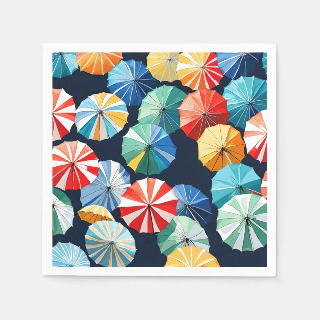 Colourful Umbrellas  Napkin (Front)