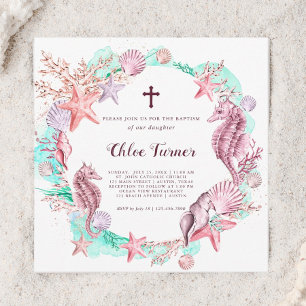 Colourful Under the Sea Baptism Invitation