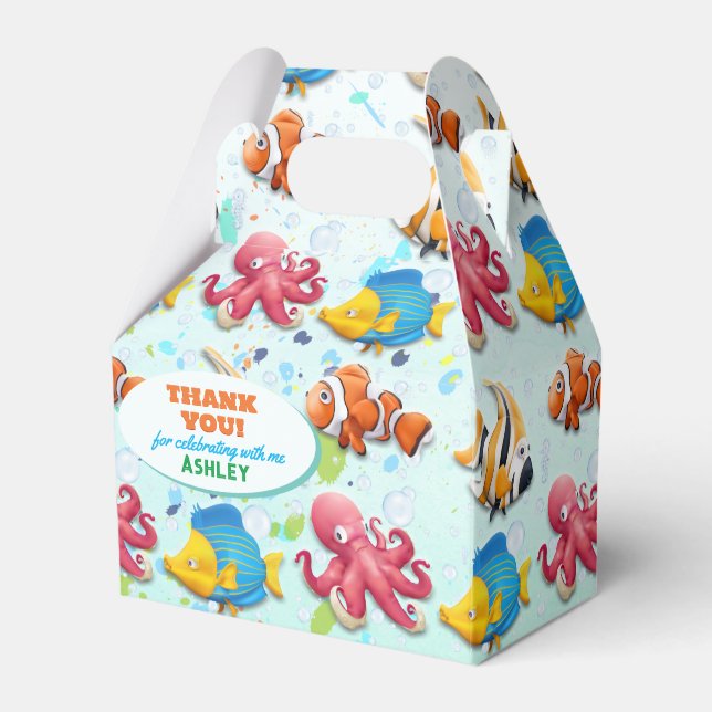 Colourful Under the Sea Kids Birthday Favour Box (Front Side)
