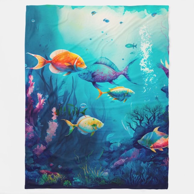 Colourful under the sea landscape fleece blanket (Front)