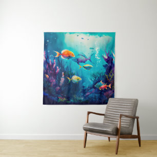 Colourful under the sea landscape tapestry