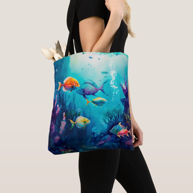 Colourful under the sea landscape tote bag (Close Up)