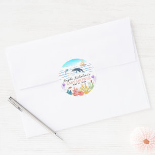 Colourful Under the Sea Watercolor Baby Shower Classic Round Sticker