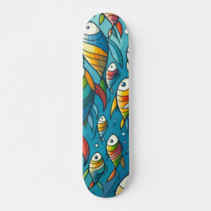 Colourful under water fish school skateboard