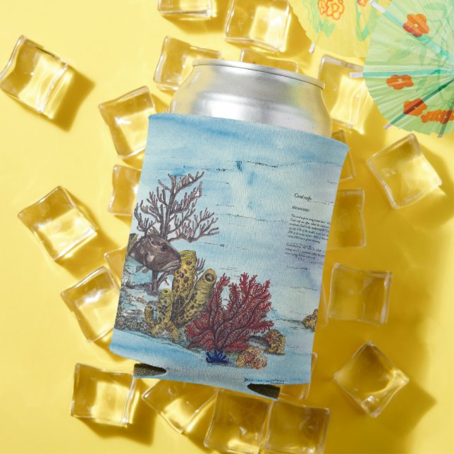 Colourful Underwater Coral Reef Handpainted Can Cooler (In Situ Summer)