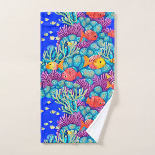 Colourful Underwater Coral Reef Seamless Pattern Bath Towel Set