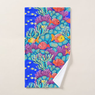 Colourful Underwater Coral Reef Seamless Pattern Bath Towel Set