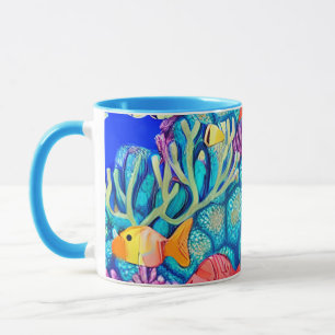 Colourful Underwater Coral Reef Seamless Pattern Mug