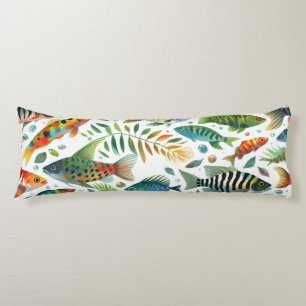 Colourful underwater fish art body cushion