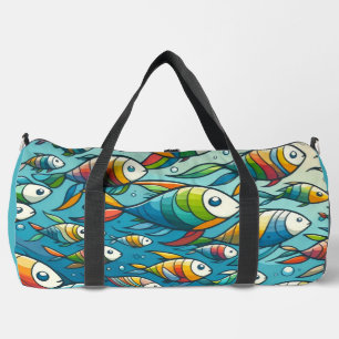 Colourful underwater fish art duffle bag