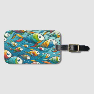 Colourful underwater fish art luggage tag