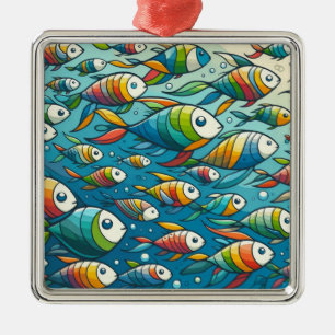 Colourful underwater fish art metal tree decoration