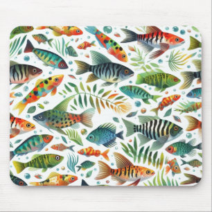 Colourful underwater fish art mouse mat
