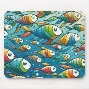 Colourful underwater fish art mouse mat
