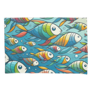 Colourful underwater fish art pillowcase