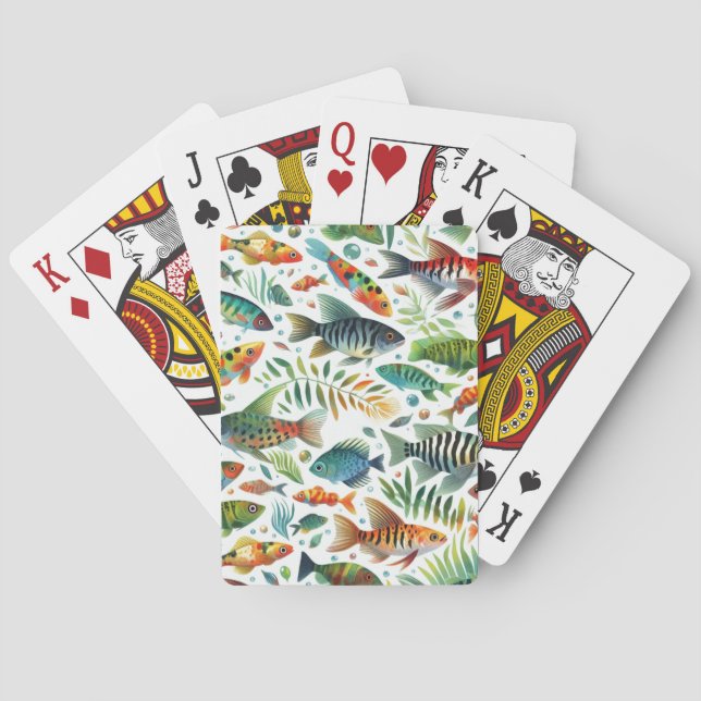Colourful underwater fish art playing cards (Back)